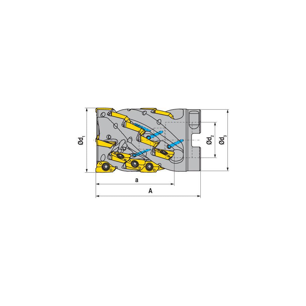 Indexable Square-Shoulder Face Mill: A211.80.R.05K4-20, 32.0000″ Arbor Hole Dia, Uses 20, XD.. 2007.. Inserts, Through Coolant, Series A211-20