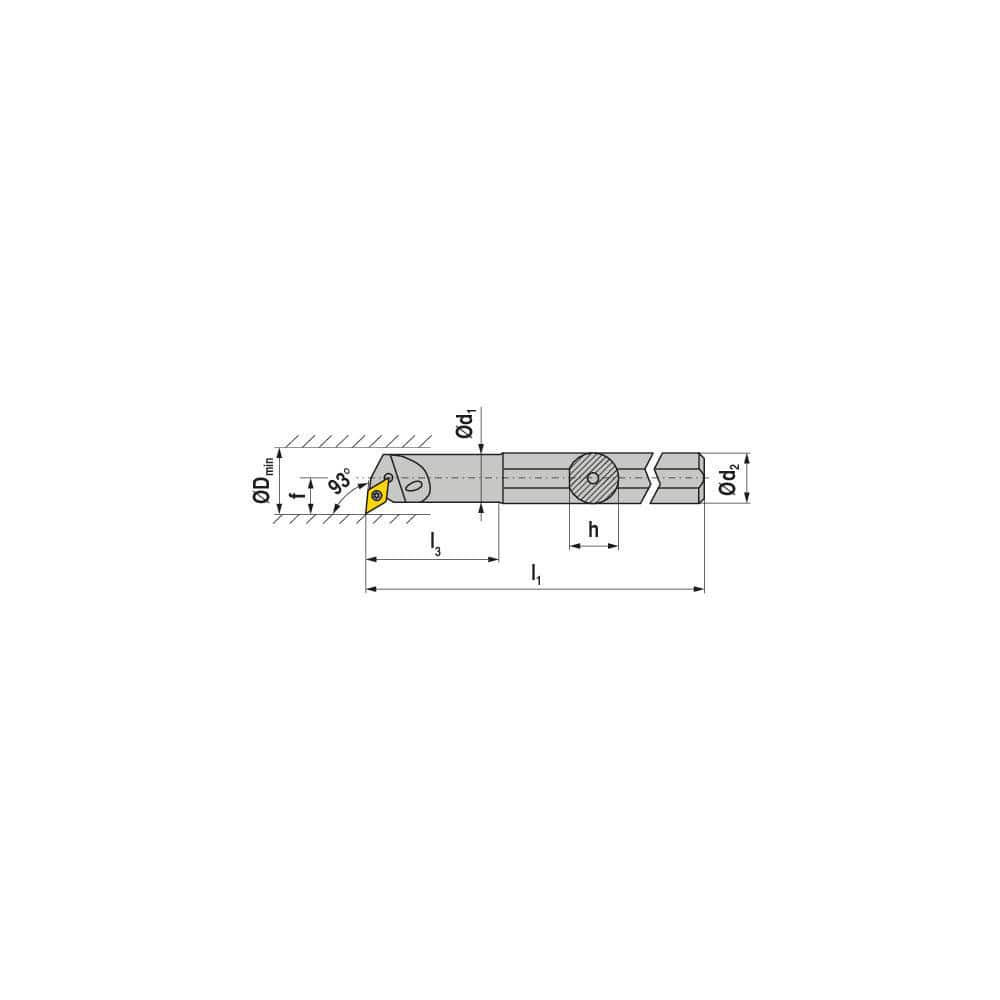 Indexable Boring Bar: E-A1012K SDUCR 07, 15.50 mm Min Bore, 12.00 mm Shank Dia, 93.00° N/A Solid Carbide 125.0000″ OAL, Screw Clamping,
