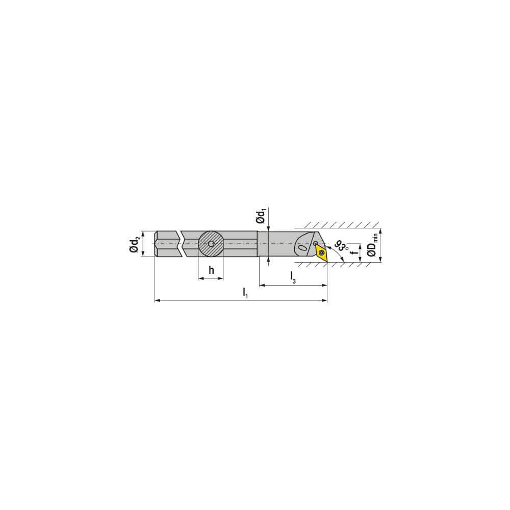 Indexable Boring Bar: E-A0810H SDUCL 07, 12.50 mm Min Bore, 10.00 mm Shank Dia, 93.00° N/A Solid Carbide 100.0000″ OAL, Screw Clamping,