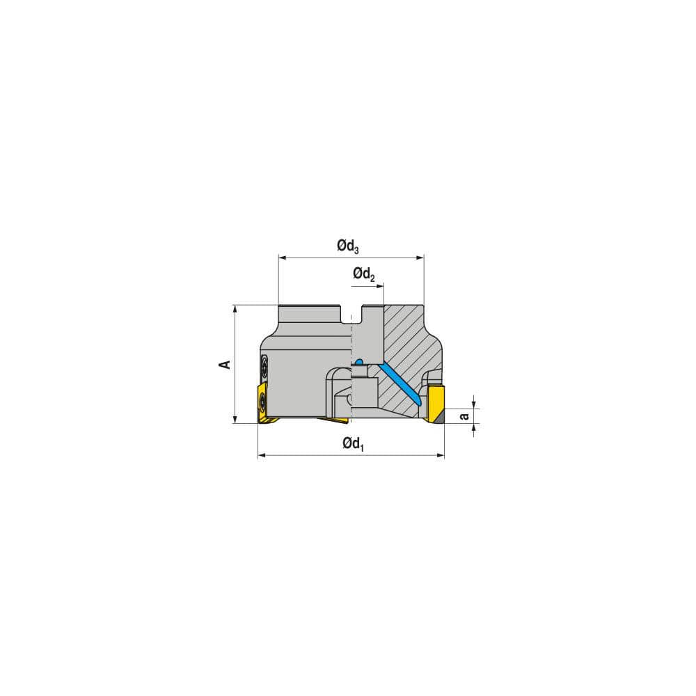 Indexable Square-Shoulder Face Mill: AHPC.315.R.18-12, 60.0000″ Arbor Hole Dia, Uses 18, ZNHW 1205.. Inserts, Through Coolant, Series AHPC-12