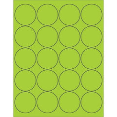 Tape Logic - Pack of (20), 100 Sheet 2" x 2" Fluorescent Green Permanent Acrylic Laser Labels - Benchmark Tooling