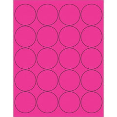 Tape Logic - Pack of (20), 100 Sheet 2" x 2" Fluorescent Pink Permanent Acrylic Laser Labels - Benchmark Tooling