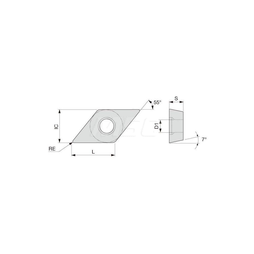 Turning Insert: DCMT21.50.5TM T9225, Solid Carbide TiCN, Al2O3 & TiN Finish, Neutral, 1/4″ Inscribed Circle, 0.0080″ Corner Radius, 55.0 ° N/A Diamond, Series DCMT