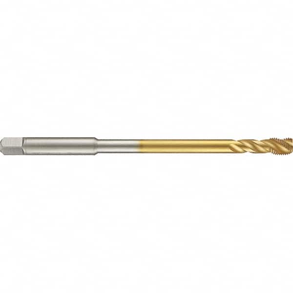 Guhring - 1/4-28 UNF 3 Flute 2B Modified Bottoming Spiral Flute Tap - High Speed Steel, TiN Finish, 6" OAL, Right Hand Flute, Right Hand Thread, H3/H4, Series 4288 - Exact Industrial Supply