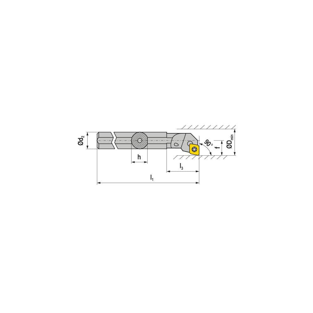 Indexable Boring Bar: A08F SCFCL 06, 11.00 mm Min Bore, 8.00 mm Shank Dia, 90.00° N/A Steel 80.0000″ OAL, Screw Clamping,