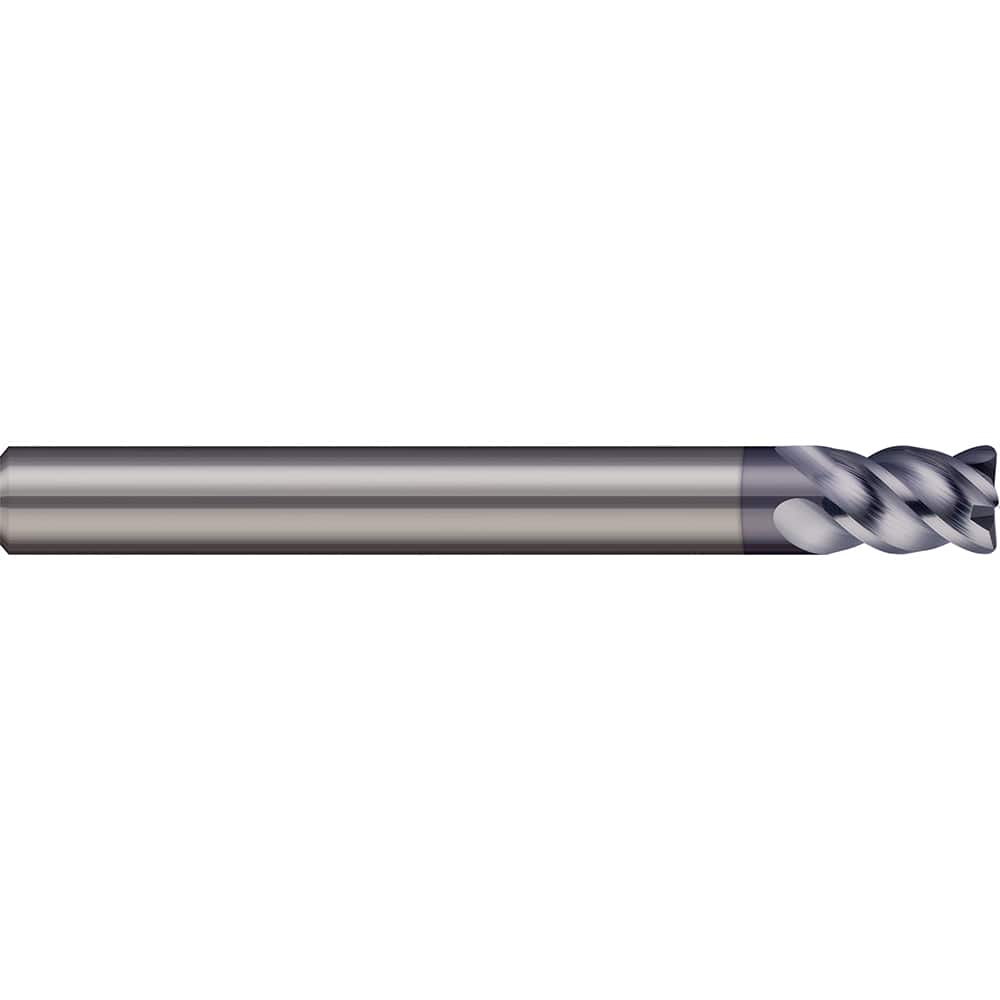 Corner Radius End Mill: 0.2362″ Dia, 0.5118″ LOC, 4 Flutes, Solid Carbide 45 ° Helix, AlTiN Coated, Corner Radius End