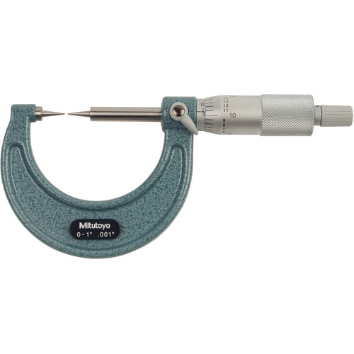 0-1″ Measuring Range-0.001″ Graduation - Ratchet Thimble - High Speed Steel Face - Point Micrometer - Benchmark Tooling