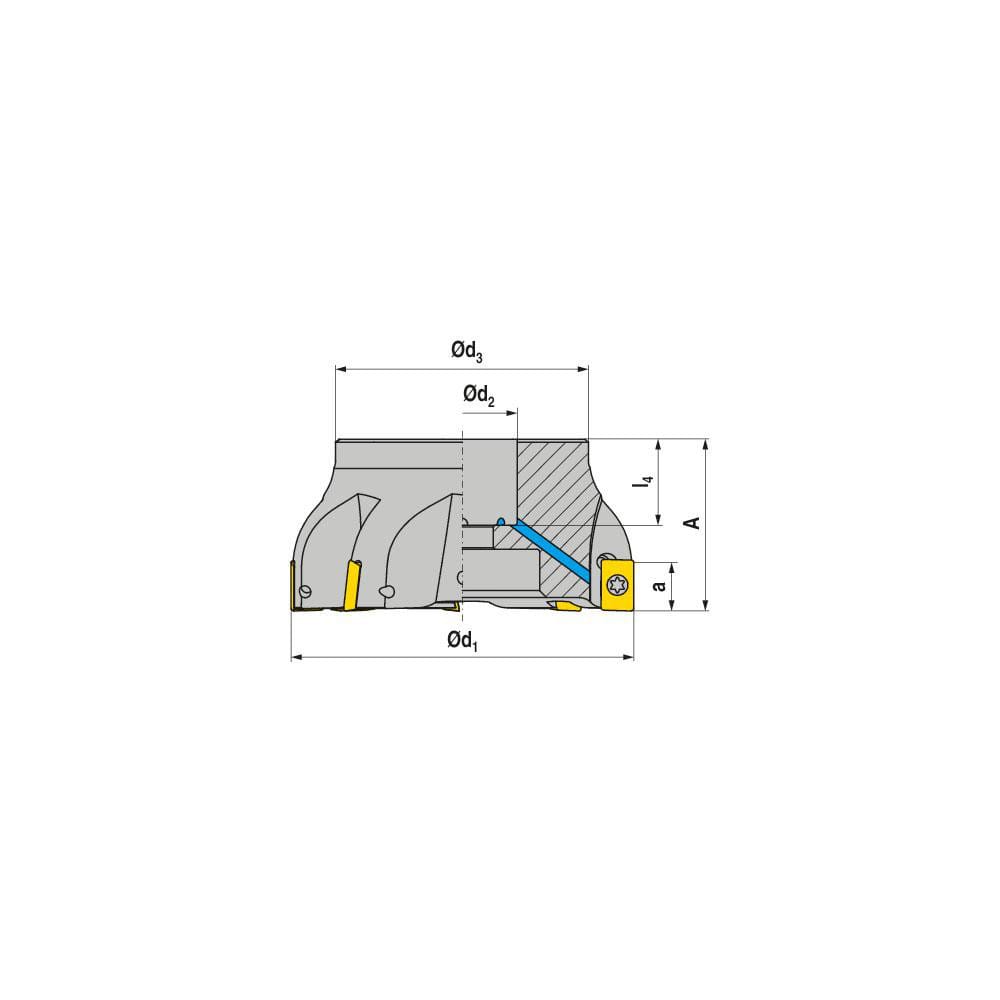 Indexable Square-Shoulder Face Mill: A241.52.R.05-15, 22.0000″ Arbor Hole Dia, Uses 5, LD.. 1504.. Inserts, Through Coolant, Series A241-15