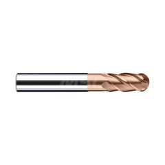 Ball End Mill: 2.2441″ Dia, 0.1575″ LOC, 4 Flute, Solid Carbide 57 mm OAL, 6 mm Shank Dia, 40 ° Helix, Duro-Si Coated, Single End, Series Sphero-X