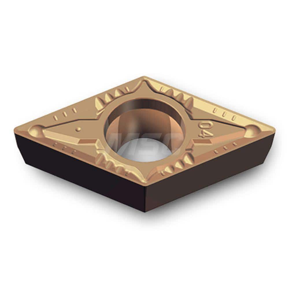 Turning Insert: DNMG150404EA TT9080, Solid Carbide AlTiN & TiN Finish, Neutral, 0.4570″ Long, 3/8″ Inscribed Circle, 0.0080″ Corner Radius, 55.0 ° N/A Diamond, Series DCMT