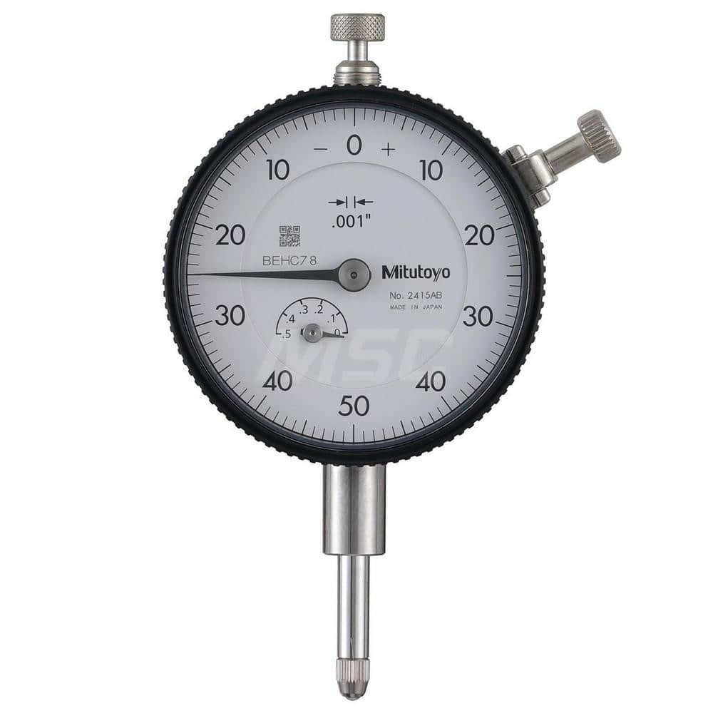 Dial Drop Indicator: 0 to 0.5″ Range, 0-50-0 Dial Reading, 0.001″ Graduation 0.1″ per Revolution, Flat Back, ±0.001″ Accuracy