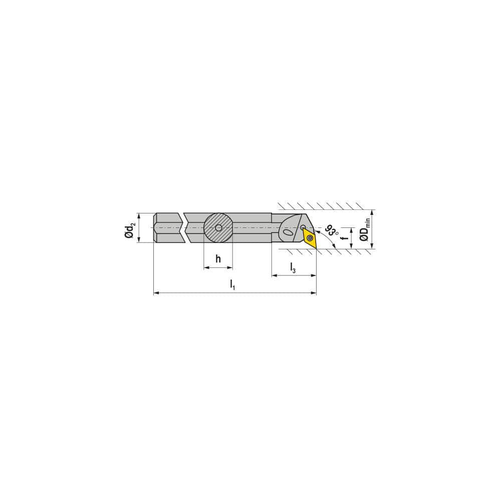 Indexable Boring Bar: A12S SDUCL 3M, 93.00° N/A Steel 10.0000″ OAL, Screw Clamping,