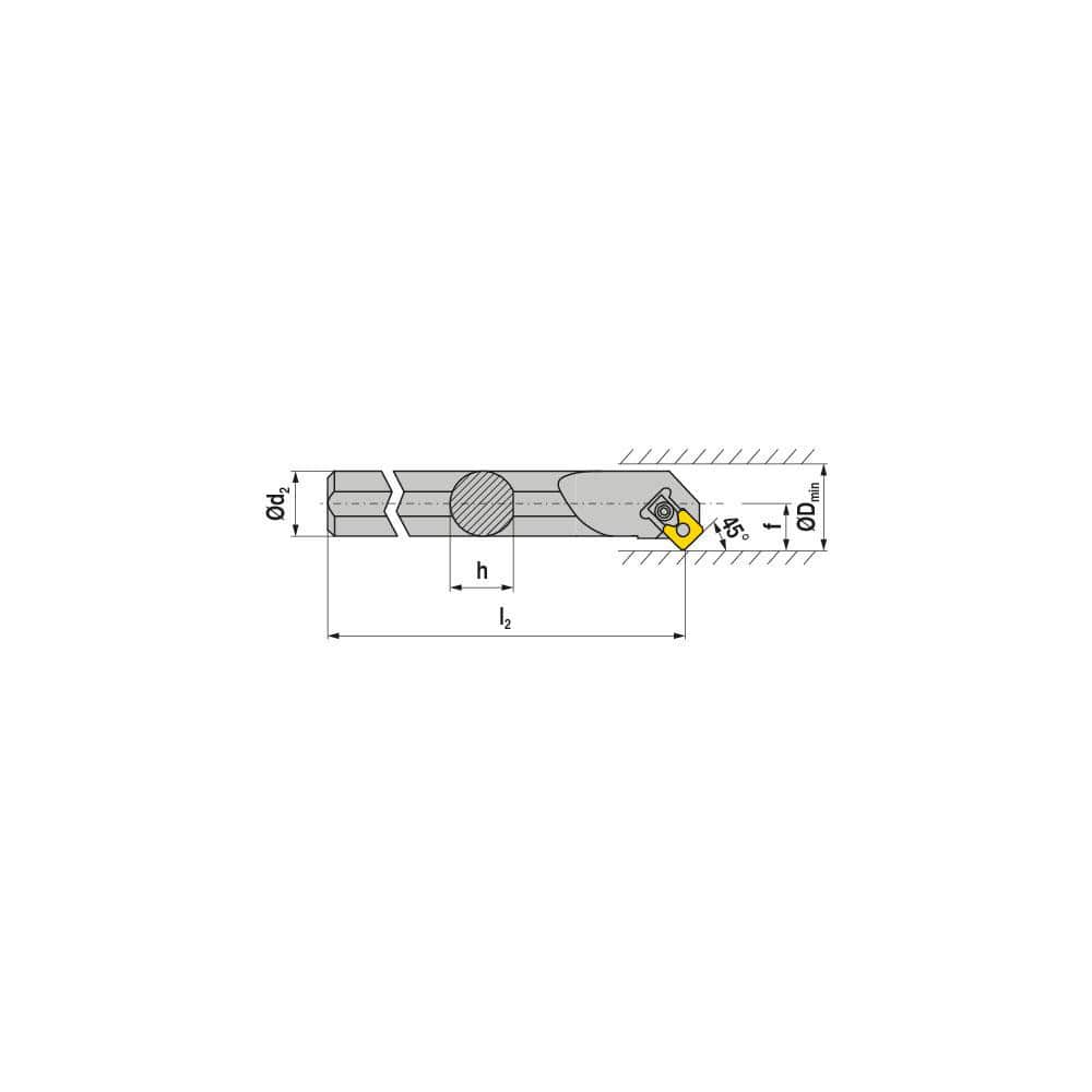 Indexable Boring Bar: S32S MSSCL 12, 40.00 mm Min Bore, 32.00 mm Shank Dia, 45.00° N/A Steel 258.0000″ OAL, Clamp,