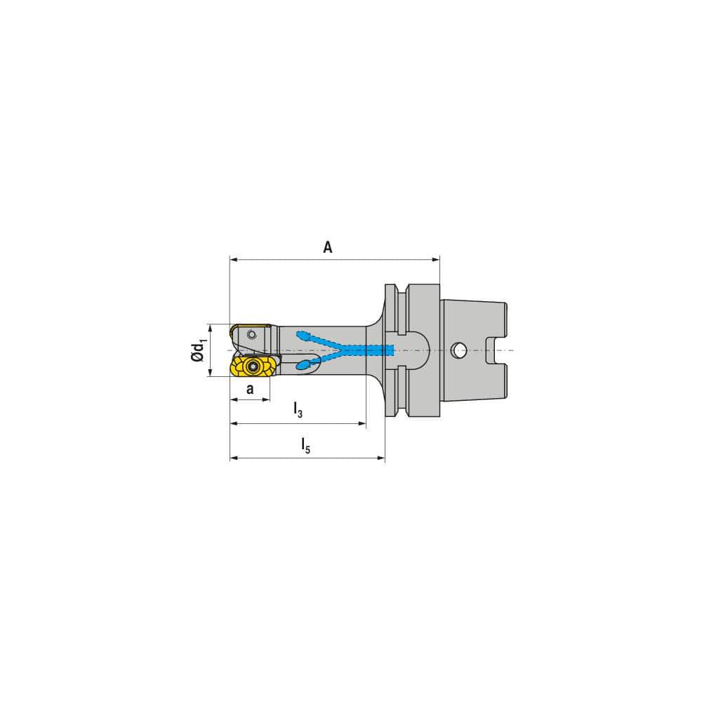 Indexable Square-Shoulder End Mill: MHPC.32.R.0219H63A100, Taper Shank Uses 2, Normal Pressure, 140.00 mm OAL