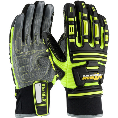 120-5250/XL Oil /Gas Gloves - Roustabout KV - Hi-Vis Yellow - Dorsal Protect. - Kevlar Lnd - Silicone Gripn - Exact Industrial Supply