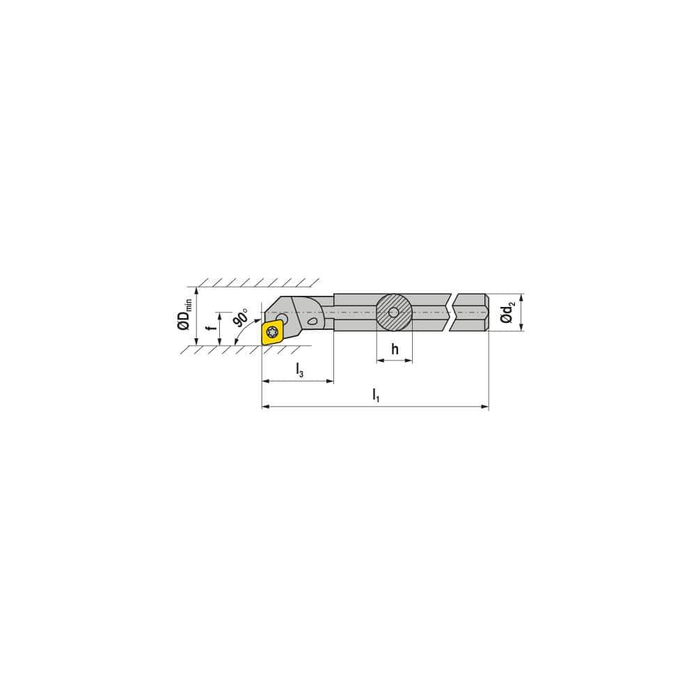 Indexable Boring Bar: A10H SCFCR 06, 13.00 mm Min Bore, 10.00 mm Shank Dia, 90.00° N/A Steel 100.0000″ OAL, Screw Clamping,