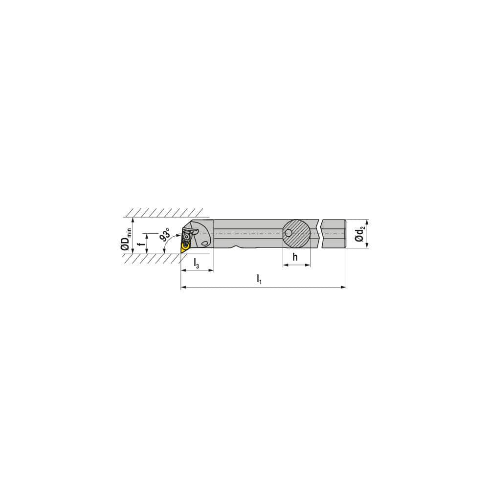 Indexable Boring Bar: A25R DDUNR 11, 32.00 mm Min Bore, 25.00 mm Shank Dia, 93.00° N/A Steel 200.0000″ OAL, Clamp,