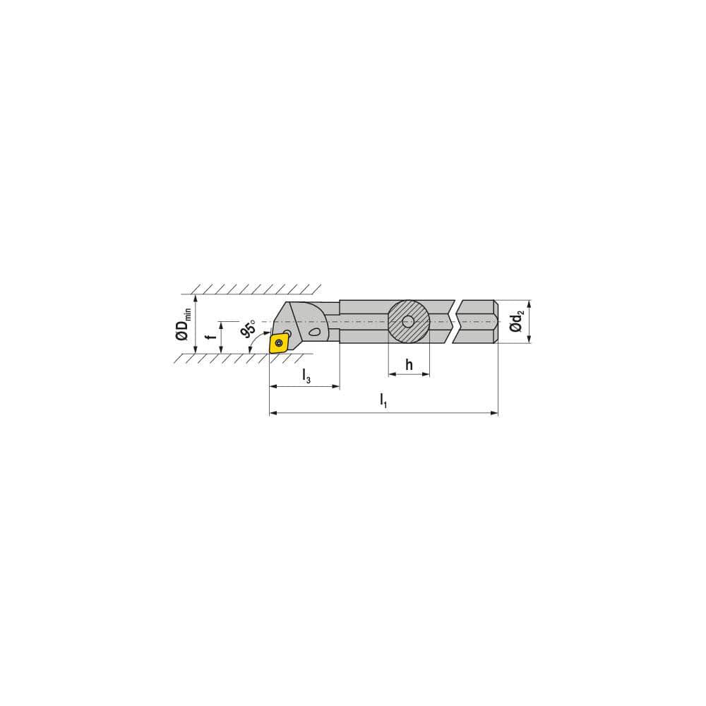 Indexable Boring Bar: E-A08F SCLCR 06, 12.00 mm Min Bore, 8.00 mm Shank Dia, 95.00° N/A Solid Carbide 80.0000″ OAL, Screw Clamping,