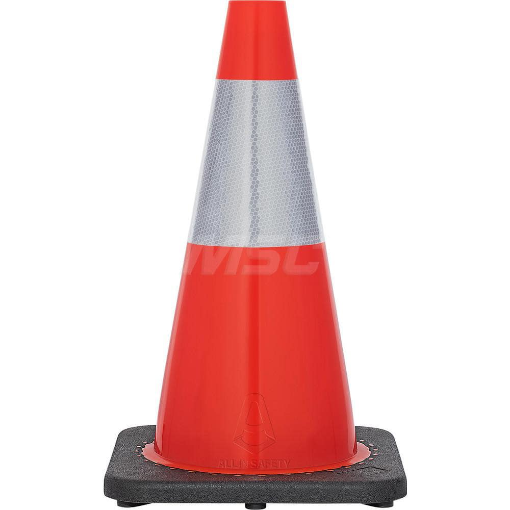 Orange Traffic Cone with Base & Reflective Bands PVC Cone, Recycled PVC Base