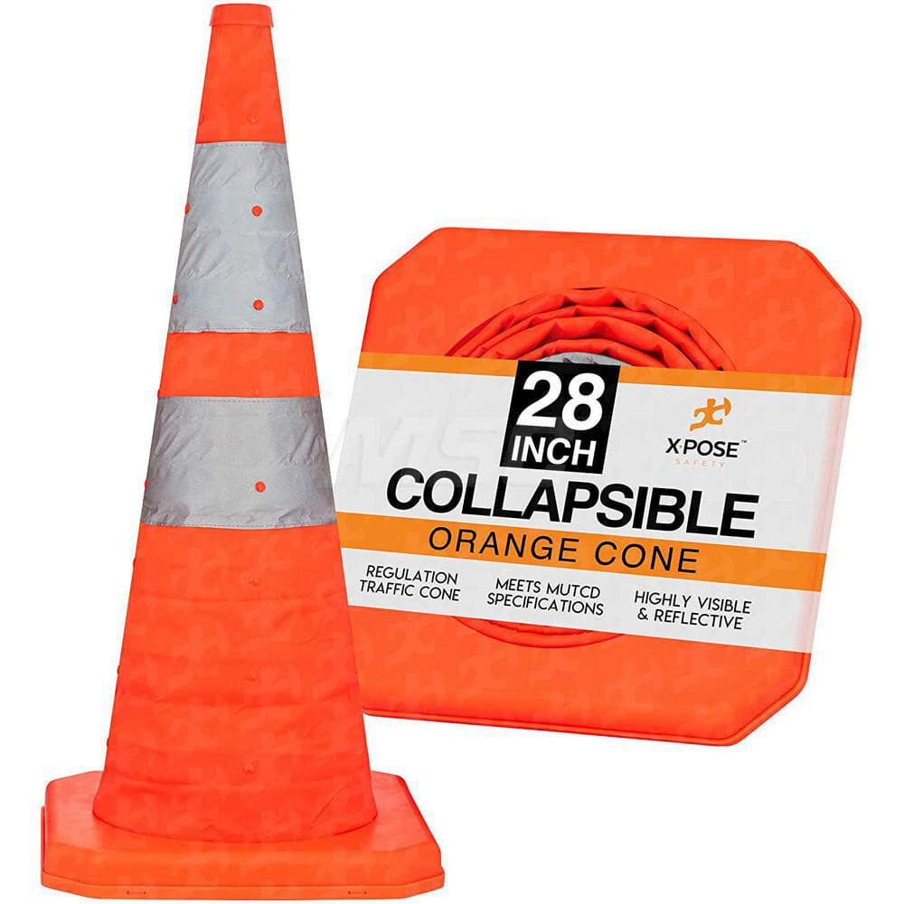 Orange Collapsible Traffic Cone & Plastic Cone, Plastic Base