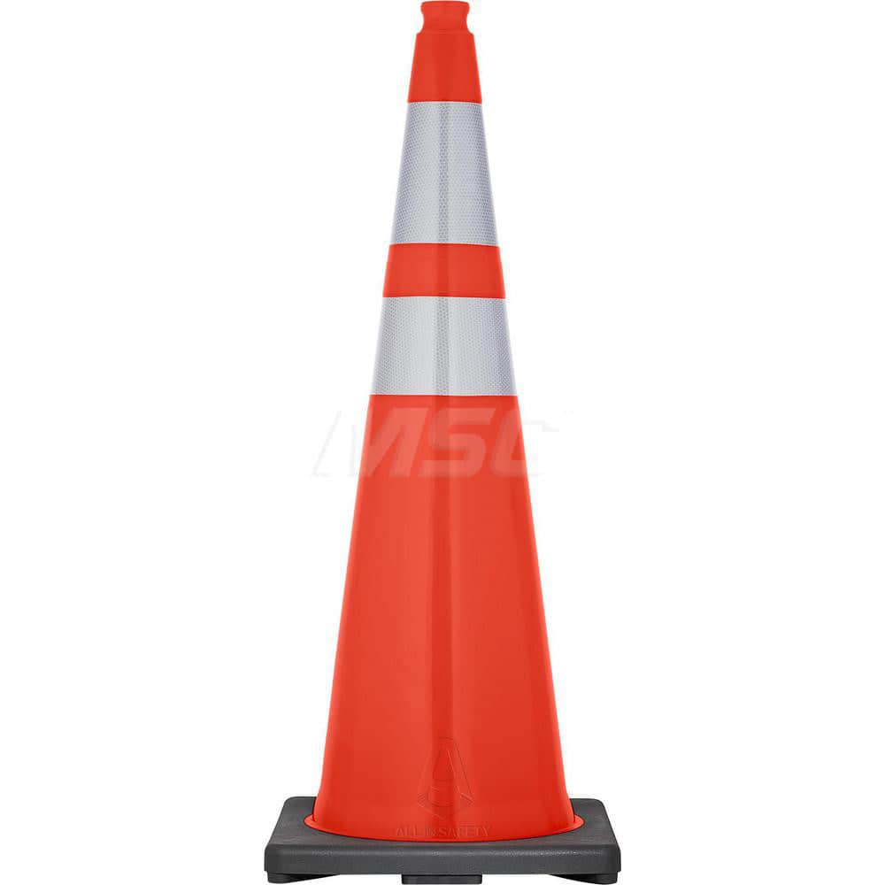 Orange Traffic Cone with Base & Reflective Bands PVC Cone, Recycled PVC Base