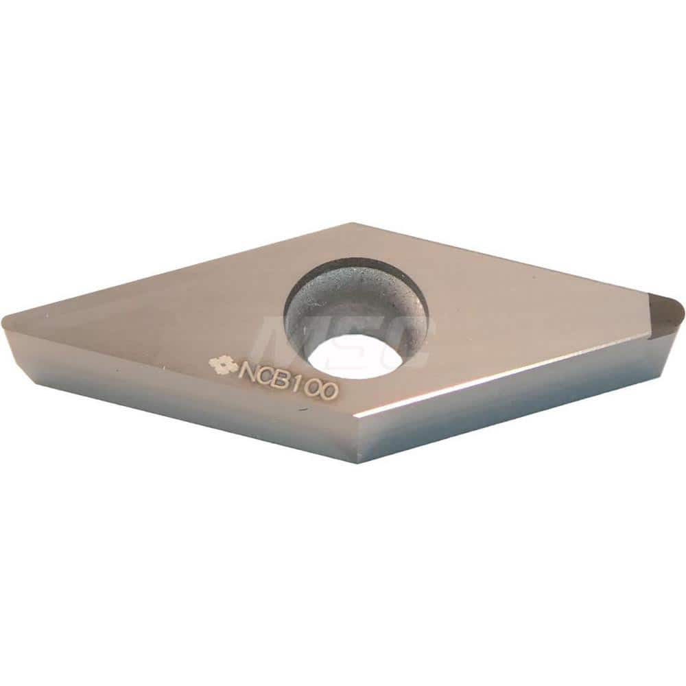 Turning Insert: NUVCGA331 NCB100, Cubic Boron Nitride Uncoated Finish, Neutral, 0.0984″ Long, 0.0157″ Corner Radius, 35.0 ° N/A Diamond, Series NCB100