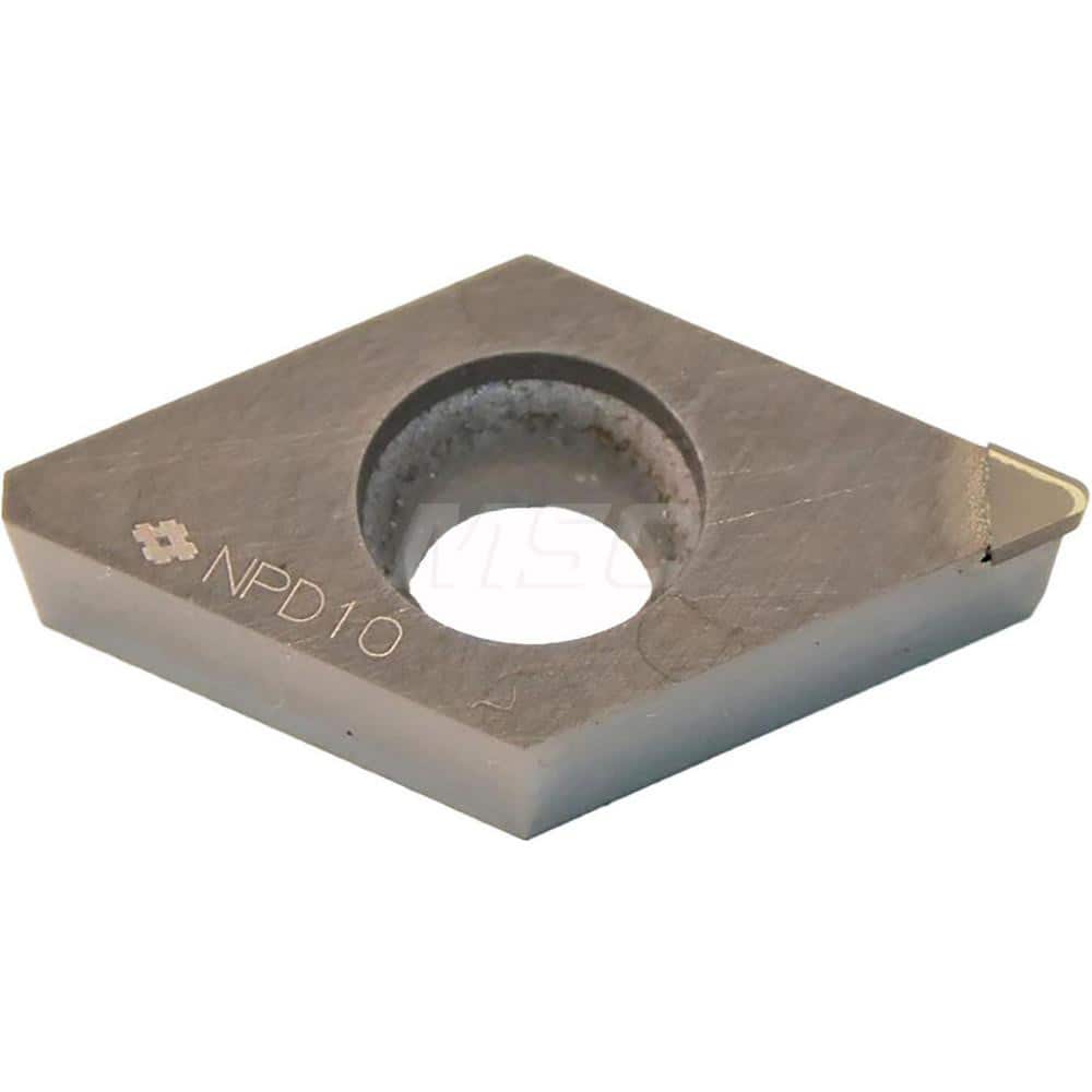 Turning Insert: DCMA32.51RH NPD10, Polycrystalline Diamond Uncoated Finish, Neutral, 0.0787″ Long, 0.0157″ Corner Radius, 55.0 ° N/A Diamond, Series NPD10