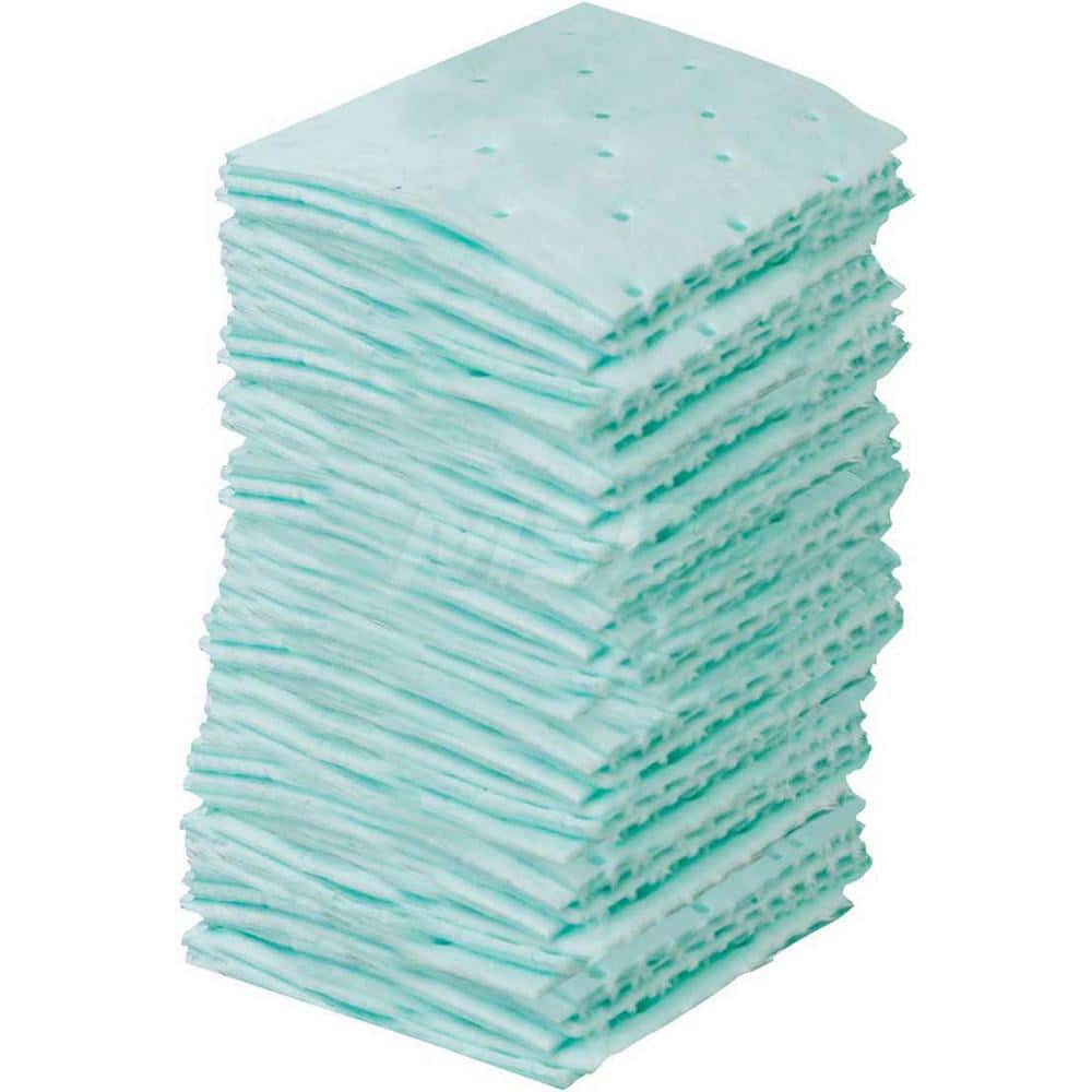 Sorbent Pad: Chemical Use, 4' Wide, 4' Long, 8.5 gal, Green Polypropylene