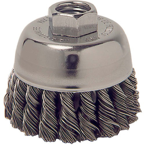 2-3/4″ Single Row Knot Wire Cup Brush, .020″ Steel Fill, M14 × 2.0 Nut - Benchmark Tooling