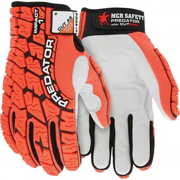 MCR Safety - Size M, ANSI Cut Lvl A5, Puncture Lvl 5, Abrasion Lvl 4, Synthetic Leather Coated Cut & Puncture Resistant Gloves - Benchmark Tooling