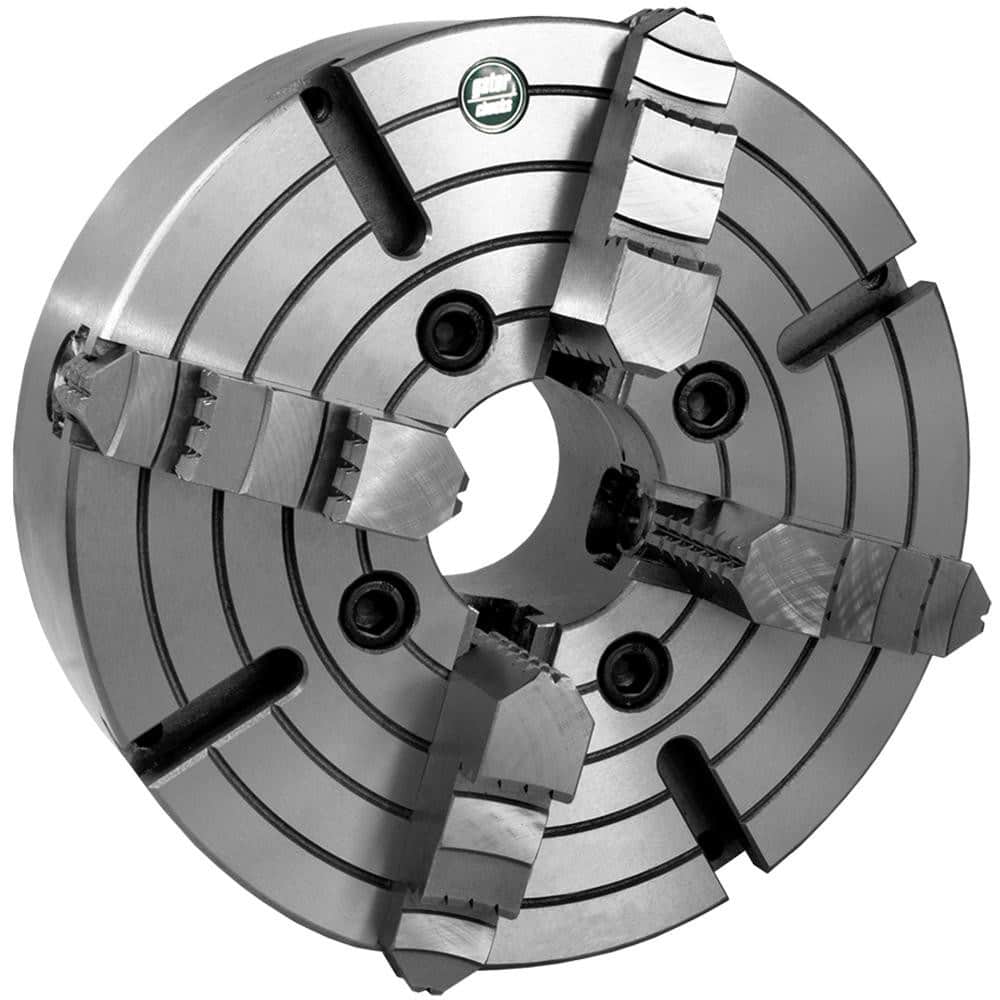 Independent Manual Lathe Chuck: 4-Jaw, 12″ Dia Hard & Solid Jaws, Direct & D1-6 Mount, 1,200 Max RPM