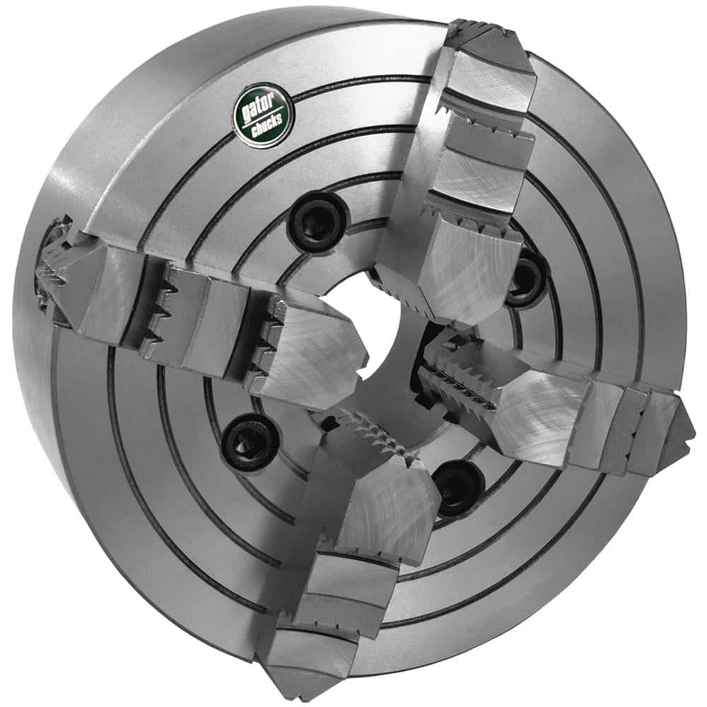 Independent Manual Lathe Chuck: 4-Jaw, 8″ Dia Hard & Solid Jaws, Direct Mount, 1,800 Max RPM