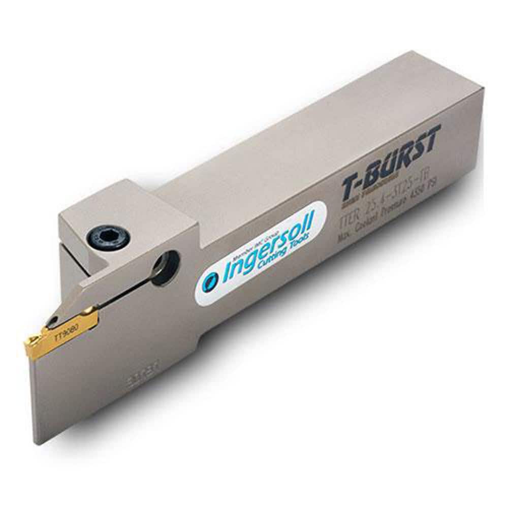 Indexable Grooving Toolholder: TTEL19-3-TB, 0.0950″ Max Groove Width 0.4720″ Max Depth, Uses TD 3 & TS 3 Inserts, 0.7500″ Shank Height, 3/4″ Shank Width, Through Coolant