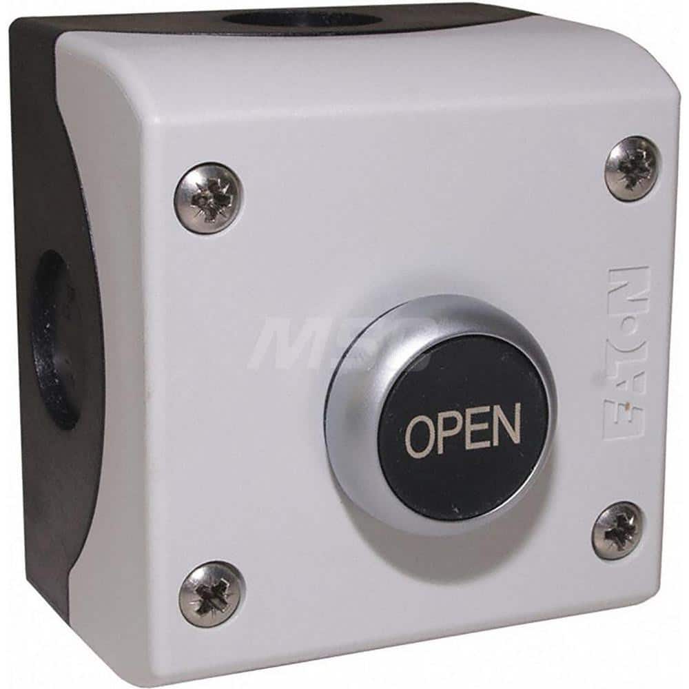Garage Door Hardware; Type: Control Station, Surface Mount, Nema 4X Exterior; For Use With: Commercial Doors; Commercial Gate Openers; Material: Plastic; Overall Length: 2.25; Overall Width: 3; Overall Height: 2.75; Number of Buttons: 1; Includes: One Bu