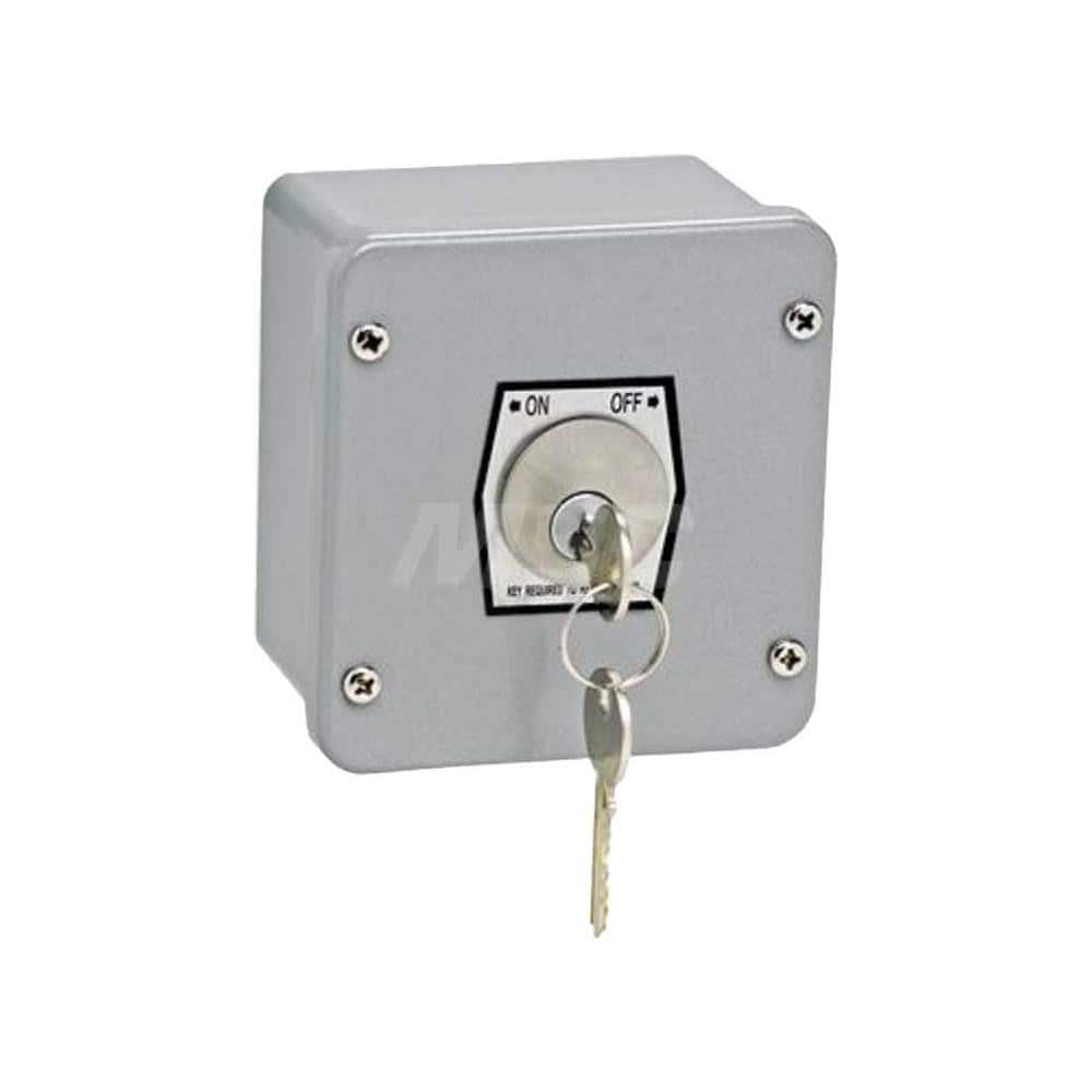Garage Door Hardware; Type: Keyswitch, 2 Position Exterior Purpose, Surface Mount; For Use With: Commercial Doors; Commercial Gate Openers; Material: Metal; Overall Length: 2.63; Overall Width: 4; Overall Height: 4.375; Length (Inch): 2.63; For Use With: