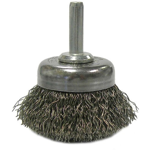 1 3/4″ Crimped Wire Utility Cup Brush, .006″ Steel Fill, 1/4″ Stem - Benchmark Tooling