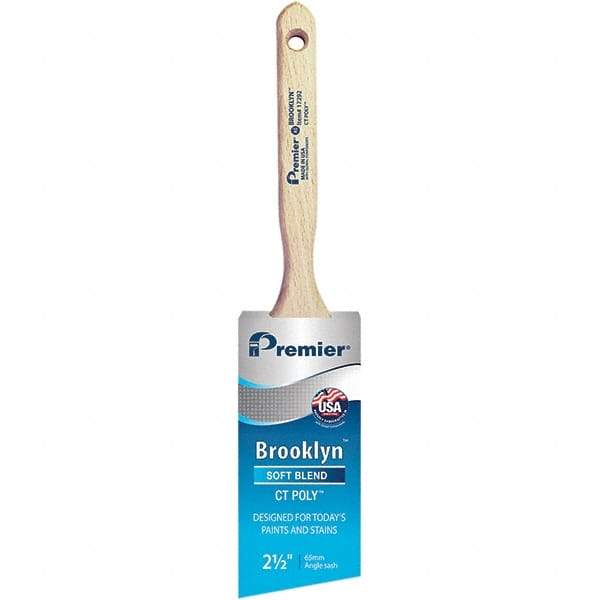 Premier Paint Roller - 2-1/2" Tapered Polyester Angular Brush - 2-15/16" Bristle Length, 7-1/2" Wood Sash Handle - Benchmark Tooling