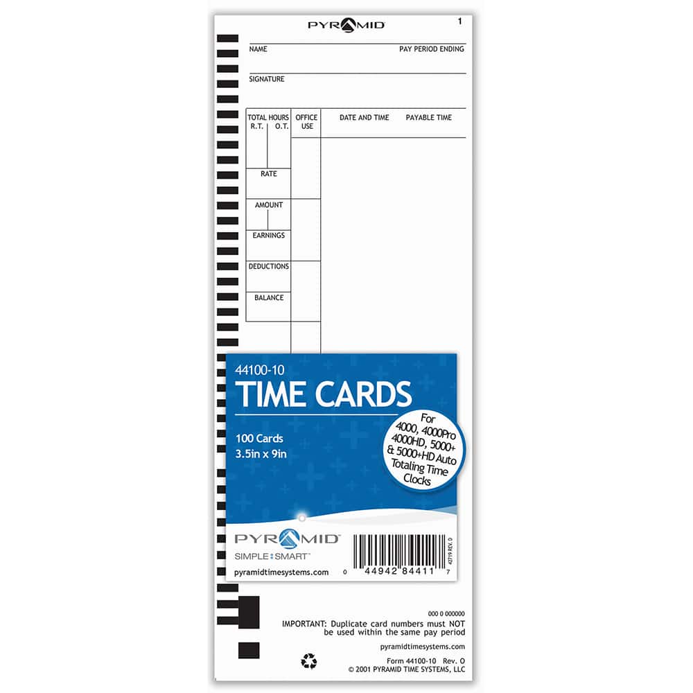 Pyramid - Time Cards & Time Clock Accessories For Use With: Pyramid Time Systems Time Clock models 4000, 400PRO, 4000HD, 400PROK, 5000, 5000HD Height (Inch): 4-5/16 - Benchmark Tooling