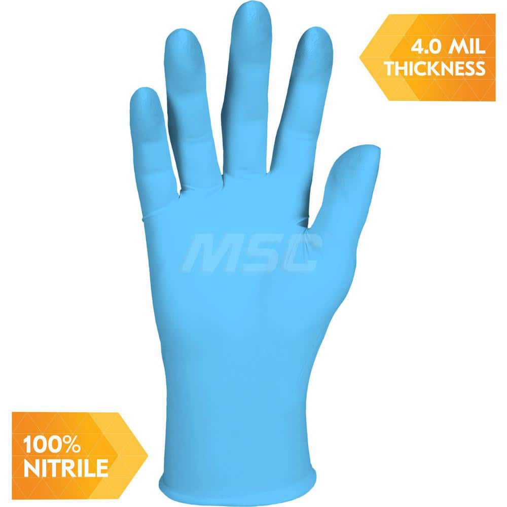 Disposable Gloves: Size Large, 4 mil, Nitrile Blue, 9-1/2″ Length, FDA Approved