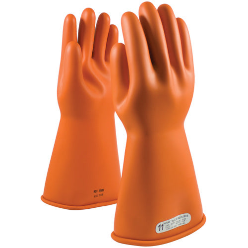147-1-14/9 - Novax - Natural Rubber Insulating Glove - Class 1 - 14″ - Orange - Straight Cuff - Exact Industrial Supply
