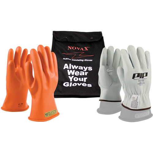 147-SK-00/7-KIT - Novax Insulating Glove Kit - Class 00 - 11″ - Orange - Straight Cuff - Exact Industrial Supply