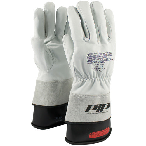 148-2000/11 Leather Gloves - Leather Protector - Grain Goatskin - Class 00-0 - 13 In. - Gauntlet Cuff - Exact Industrial Supply