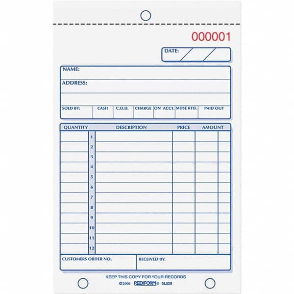 REDIFORM - Note Pads, Writing Pads & Notebooks Writing Pads & Notebook Type: Sales Order Book Size: 4-1/4 x 6-3/8 - Benchmark Tooling
