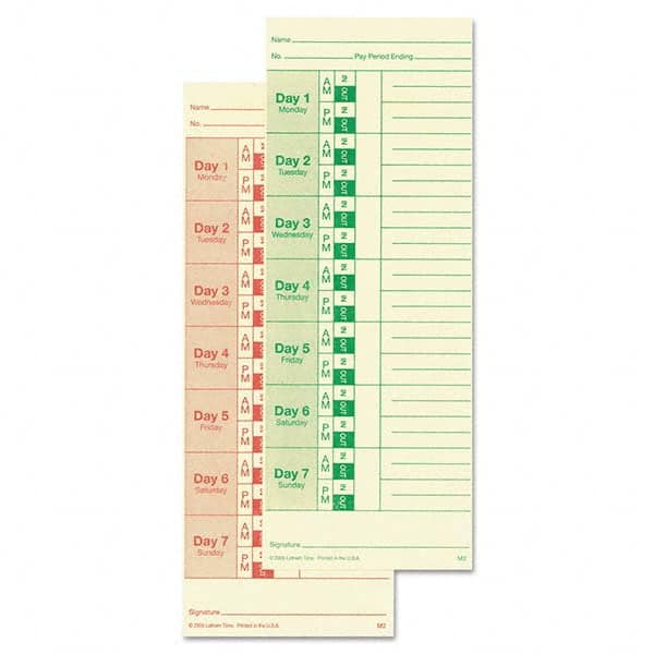 Lathem Time - Time Cards & Time Clock Accessories Type: Bi-Weekly/Weekly Time Cards For Use With: All Side Print Time Clocks - Benchmark Tooling