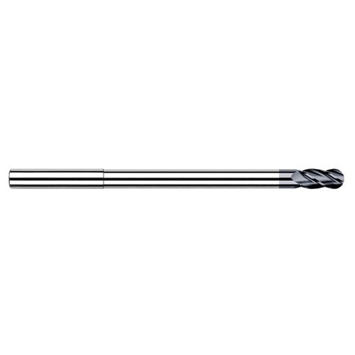 1/4″ Dia. × 1/4″ Shank × 3/8″ DOC × 6″ OAL, Carbide AlTiN, Stub , 4 Flute, Ballnose End Mill - Exact Industrial Supply