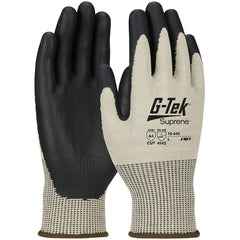 15-440/L Coated Gloves w/Polykor - G-Tek Suprene - Tan 13G Nano Shell - Black Neofoam Grip - A4 - Exact Industrial Supply