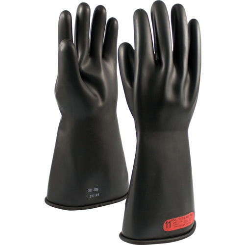 150-0-14/9 - Novax - Natural Rubber Insulating Glove - Class 0 - 14″ - Black - Straight Cuff - Exact Industrial Supply