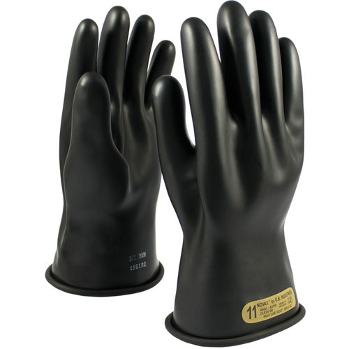 150-00-11/12 - Novax - Natural Rubber Insulating Glove - Class 00 - 11″ - Black - Straight Cuff