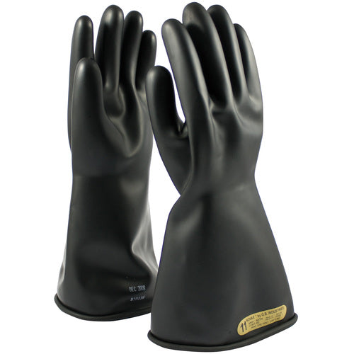150-00-14/8 - Novax - Natural Rubber Insulating Glove - Class 00 - 14″ - Black - Straight Cuff - Exact Industrial Supply