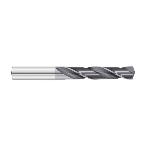 #40 Dia. × 0.098″ Shank × 1″ Flute Length × 2″ OAL, 7xD, 135°, TiAlN, 2xD Flute, External Coolant, Round Solid Carbide Drill